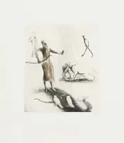 Deborah Bell, Premise, 2014, drypoint and chine collé with roulette on paper