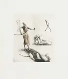 Deborah Bell, Premise, 2014, drypoint and chine collé with roulette on paper