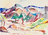 Walter Battiss, Pat Crossley Inspired Landscape, watercolour on paper