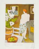 Theo Paul Vorster, Nude with Lilies, 2007, hand-coloured etching on paper