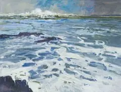Lucy Mary Wiles, Seascape, oil on canvas laid down on board