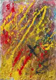 Jan-Henri Booyens, Abstract in Yellow and Red, 2025, baked clay and oil on canvas