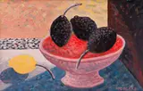 Nicolaas Maritz, Still Life with Fruit, oil on board, in the artist's hand-painted frame