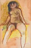 Douglas Portway, Seated Nude, oil on board