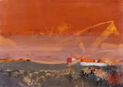 Peter Webber, Abstract Composition in Orange, 1984, oil on card