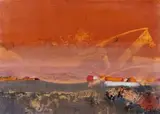 Peter Webber, Abstract Composition in Orange, 1984, oil on card