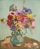 Nerine Desmond, Vase of Flowers, oil on canvas laid down on board