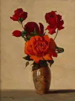 Willem Hermanus Coetzer, Red Roses, 1934, oil on board