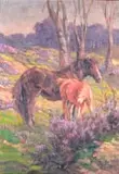 Allerley Glossop, Horses in a Field, oil on board
