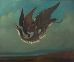 British School, Heron and Hawk, oil on canvas