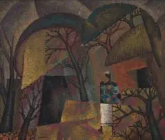 Diederick During, Mother and Child in the Forest, oil on board, in artist's frame