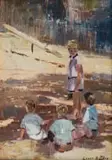 Errol Boyley, Children in a Playground, oil on board