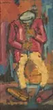 Ephraim Ngatane, The Penny Whistler, oil on board