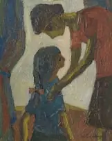 Iris Ampenberger, Mother and Daughter, oil on board
