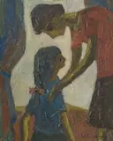 Iris Ampenberger, Mother and Daughter, oil on board