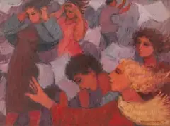 Eleanor Esmonde-White, Ladies Caught in the Wind, 1989, oil on canvas