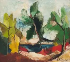 Trees and Stream by Paul du Toit, 1953, oil on canvas laid down on board, offered May 2026
