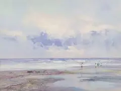 Christopher Tugwell, Figures on the Seashore, oil on board