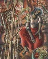 Diederick During, Fruit Seller, oil on paper