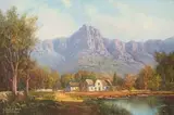 Gabriel de Jongh, Landscape with Cape Dutch Farmhouse, oil on canvas