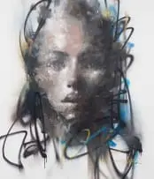 Ryan Hewett, Portrait, oil and spray paint on canvas