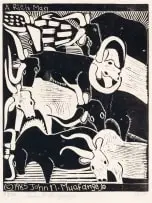 John Muafangejo, A Rich Man, 1985, linocut on paper