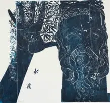 Raymond Andrews, Man with Flowers, woodcut on paper