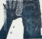 Raymond Andrews, Man with Flowers, woodcut on paper
