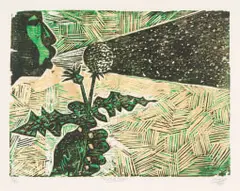 Peter Clarke, Thistledown, 1999, woodcut on paper
