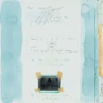 Nina Romm, Abstract Collage with Text, mixed media and collage on paper