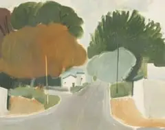 Nico Verboom, Tree-lined Street, 1977, gouache on paper