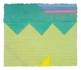 Lynda Ballen, Geometric Composition in Yellow, Green and Blue, paper pulp and pigment, in a Perspex box