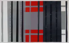 Gail Altschuler, Geometric Composition in Grey and Red, 1987, colour screenprint on paper
