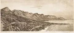 Tinus de Jongh, Twelve Apostles, Camps Bay, Cape, etching on paper
