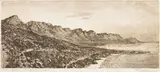Tinus de Jongh, Twelve Apostles, Camps Bay, Cape, etching on paper