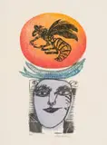 Jan Vermeiren, Figure with Wasp, monoprint and linocut on paper
