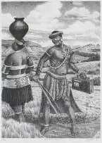 Sthembiso Sibisi, Intombi Nesesheli (The Courting of a Woman), 1999, etching on paper