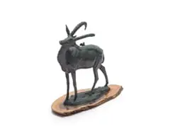 Arend Eloff, Sable Antelope with Tick Birds, bronze with a dark brown patina, on a wooden base