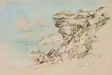 Gregoire Boonzaier, Beachscape with Cliff, Arniston, watercolour on paper