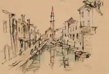 Gregoire Boonzaier, Venezia (recto); Village Scene (verso), 1972, watercolour on paper