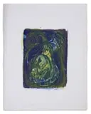 Azaria Mbatha, Untitled (Inverted Bust in Blue), 1960, colour screenprint on paper
