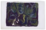 Azaria Mbatha, Untitled (Abstracted Figure in Purple and Green I), 1960, colour screenprint on paper