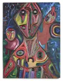 Jacob Afolabi, Mother and Her Children, 1969, mixed media with plastic on board