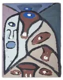 Rufus Ogundele, Untitled (Abstract Composition in Brown and Blue), tempera on brown paper