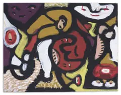 Adebisi Fabunmi, Untitled (Abstract with Red Face), 1960, tempera on brown paper