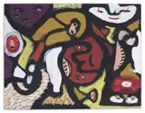 Adebisi Fabunmi, Untitled (Abstract with Red Face), 1960, tempera on brown paper