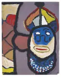 Jimoh Buraimoh, Untitled (Figure with Crown), tempera and enamel on brown paper