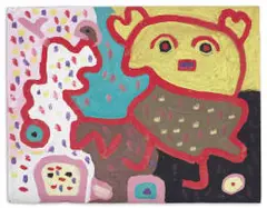 Rufus Ogundele, Untitled (Abstract Figure in Yellow), poster paint on brown paper