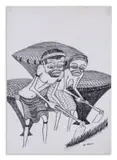 Couple Labouring by Mankew Valente Mahumana, 1968, pen and pencil on paper, offered Apr 2026