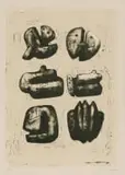 Henry Moore, Six Stone Figures, lithograph on paper